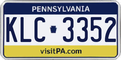 PA license plate KLC3352