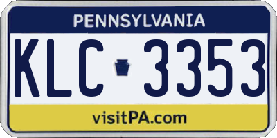 PA license plate KLC3353