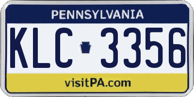 PA license plate KLC3356