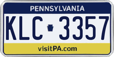 PA license plate KLC3357