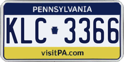 PA license plate KLC3366