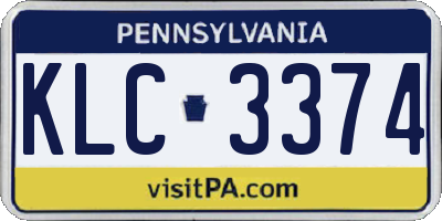 PA license plate KLC3374