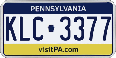 PA license plate KLC3377