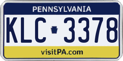 PA license plate KLC3378