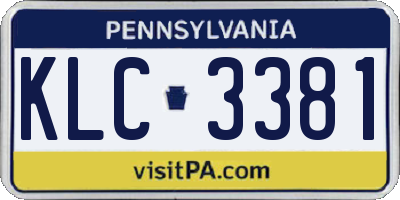PA license plate KLC3381