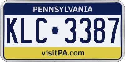 PA license plate KLC3387
