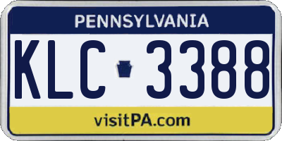 PA license plate KLC3388