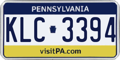 PA license plate KLC3394