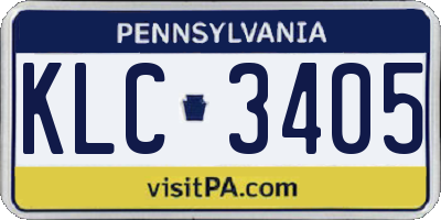 PA license plate KLC3405