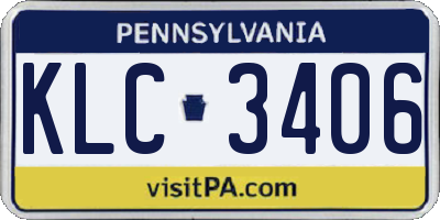 PA license plate KLC3406