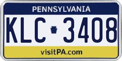 PA license plate KLC3408