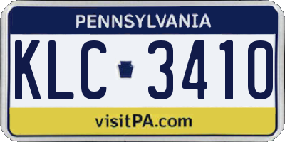 PA license plate KLC3410