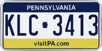 PA license plate KLC3413