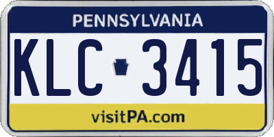 PA license plate KLC3415