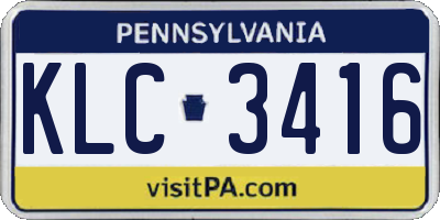 PA license plate KLC3416
