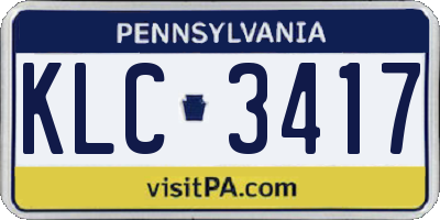 PA license plate KLC3417