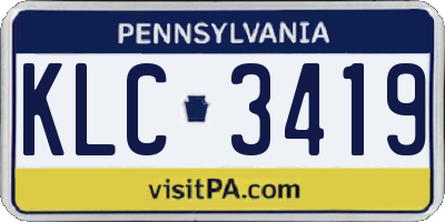 PA license plate KLC3419