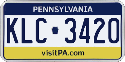 PA license plate KLC3420