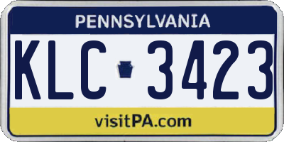 PA license plate KLC3423