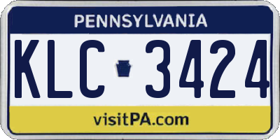PA license plate KLC3424
