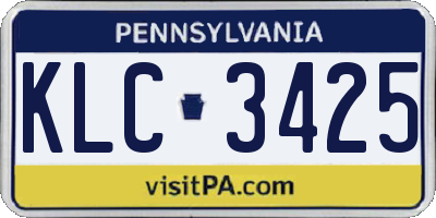 PA license plate KLC3425