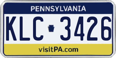PA license plate KLC3426