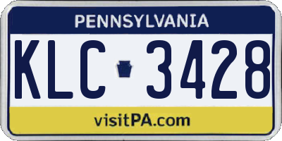 PA license plate KLC3428