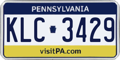 PA license plate KLC3429