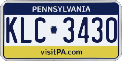 PA license plate KLC3430