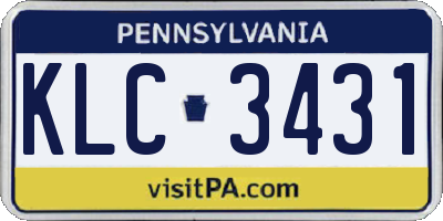 PA license plate KLC3431