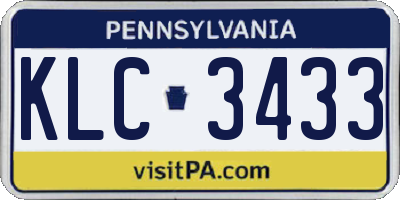 PA license plate KLC3433