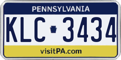 PA license plate KLC3434