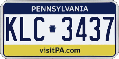 PA license plate KLC3437