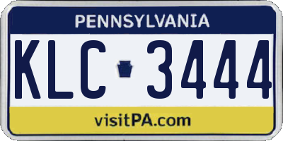 PA license plate KLC3444