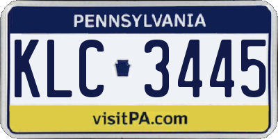 PA license plate KLC3445