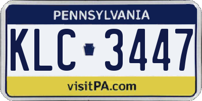 PA license plate KLC3447