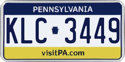 PA license plate KLC3449