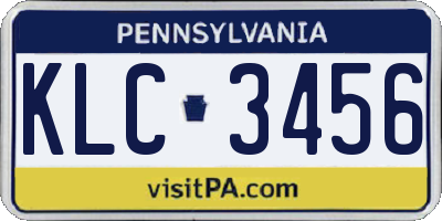 PA license plate KLC3456