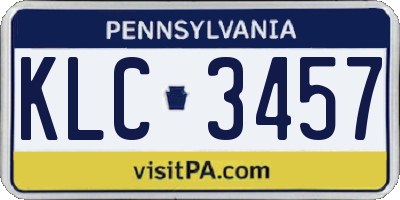 PA license plate KLC3457