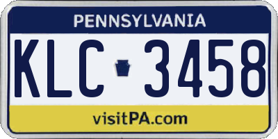 PA license plate KLC3458