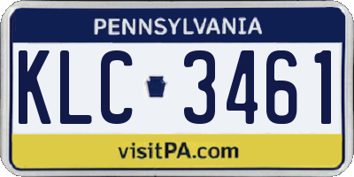 PA license plate KLC3461