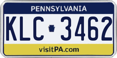 PA license plate KLC3462