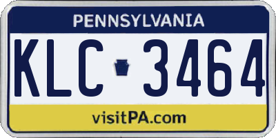 PA license plate KLC3464
