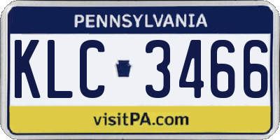 PA license plate KLC3466