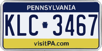 PA license plate KLC3467