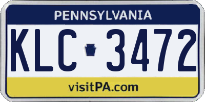 PA license plate KLC3472