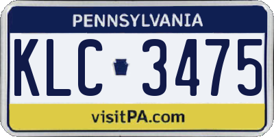 PA license plate KLC3475