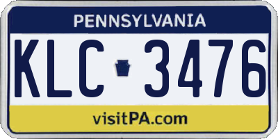 PA license plate KLC3476