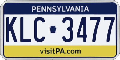 PA license plate KLC3477