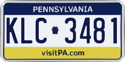 PA license plate KLC3481
